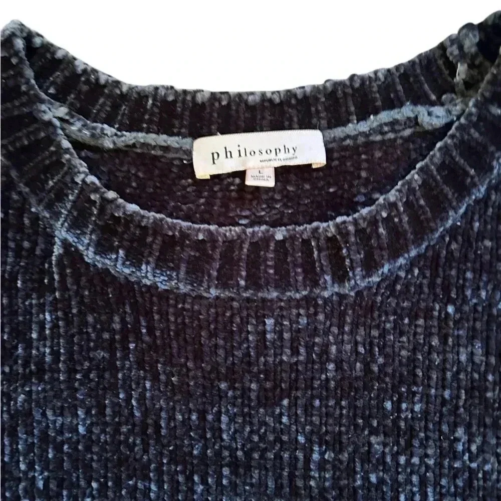 Super Soft Chenille Crew Neck Philosophy Sweater Size L